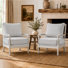 Fauteuil 2 pièces style campagne Mid-Century avec structure en bois massif et assise et dossier rembourrés