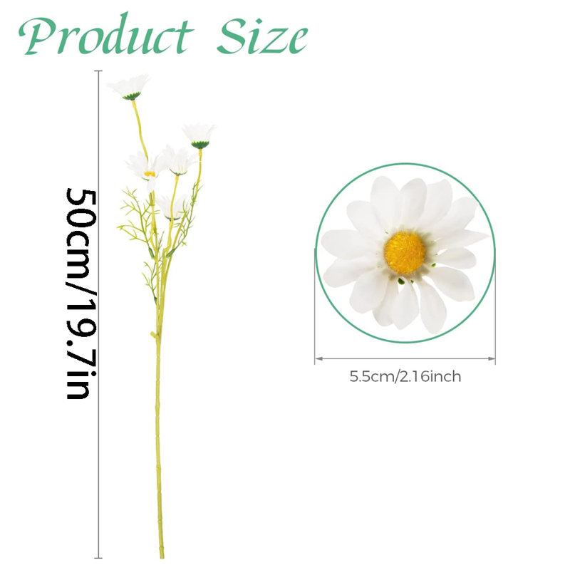 Bouquet de fleurs de 20 tiges, 19,7 pouces de camomille artificielle avec tige