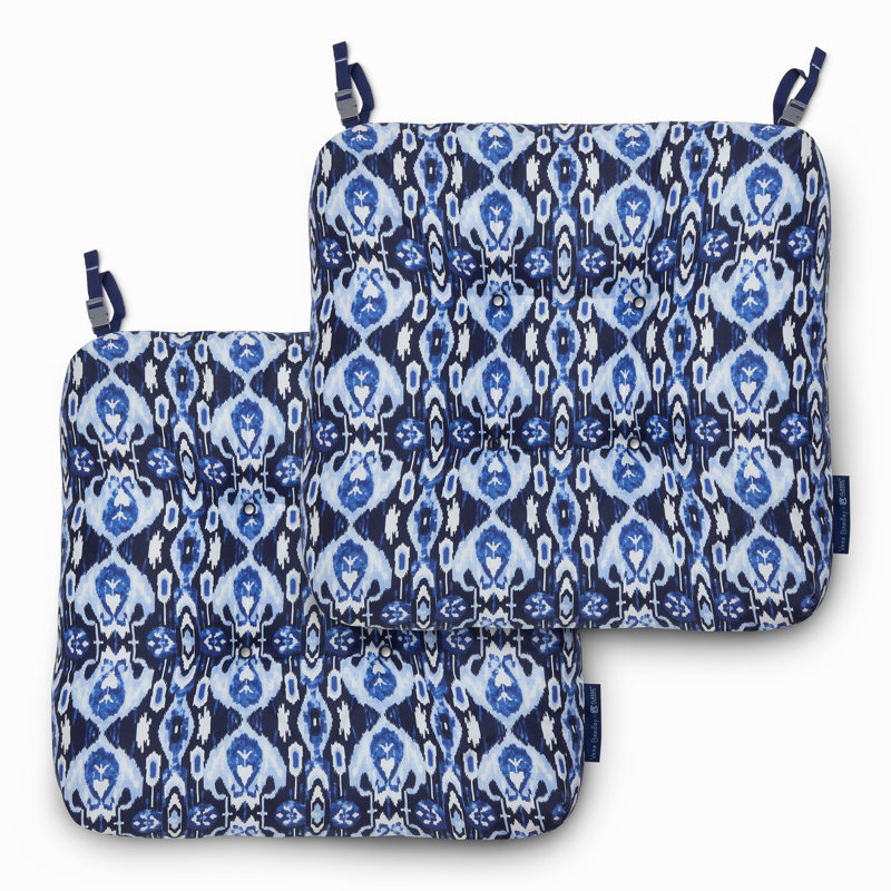 Vera Bradley by Classic Accessories Water-Resistant Patio Chair Cushions, Ikat Island Blue
