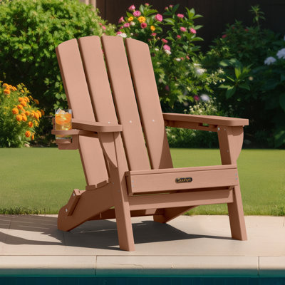 HDPE Folding Adirondack Chair With Cup Holder