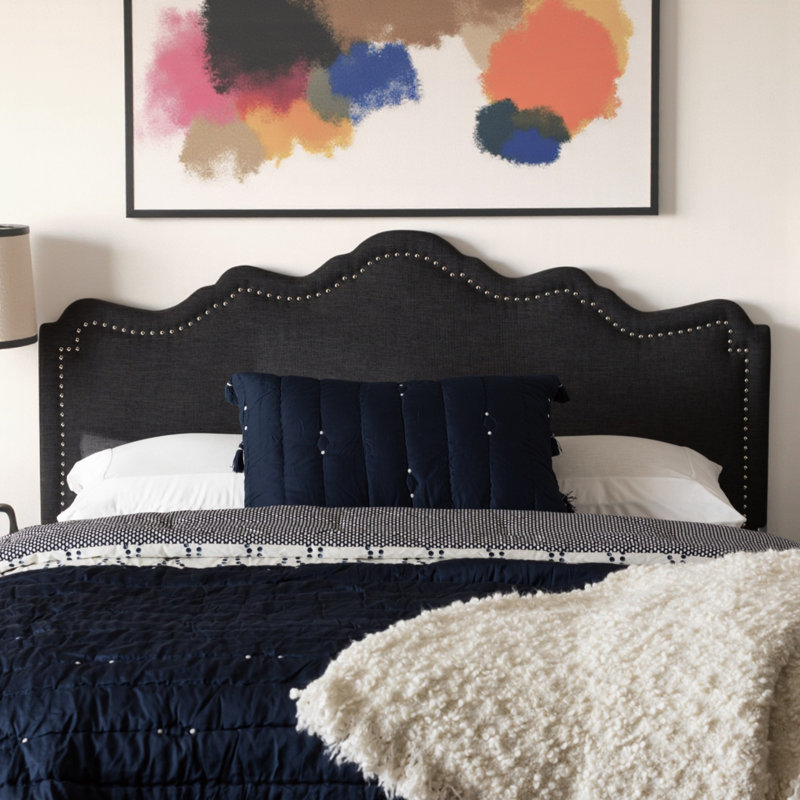 Tête de lit tapissier Hilfried, Double, Gris foncé