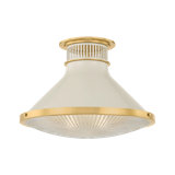 Highclere Flush Mount in Aged Brass and Off-White by Mark D. Sikes