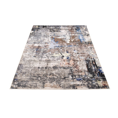 Heiman Collection Grey/Blue/Brown Abstract Area Rug