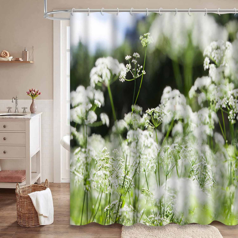 Été, pré, champ clair et floral avec 12 crochets, L 72 po x l 84 po