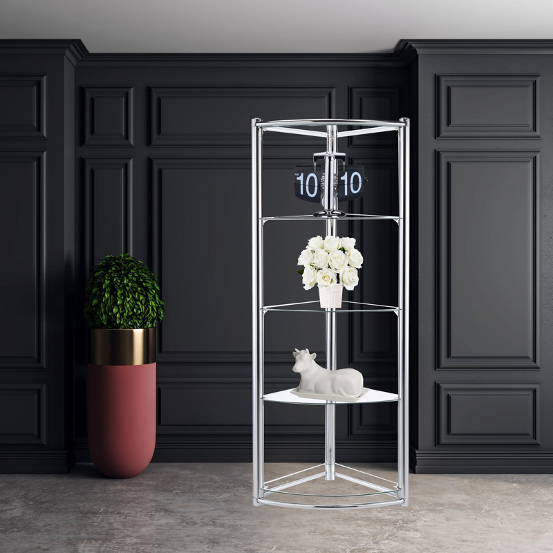 Triangle Display Shelf Tempered Glass/Chrome Frame