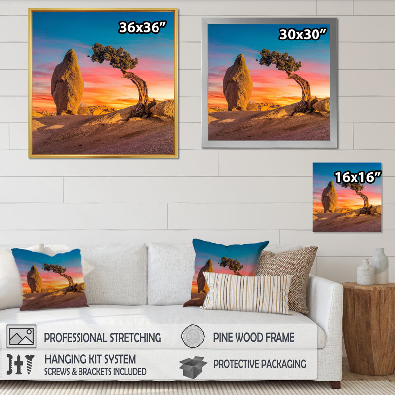 " Solitude Tree On Arkansas Desert ", Black Floater Framed, 34" H x 44" W x 1.5" D