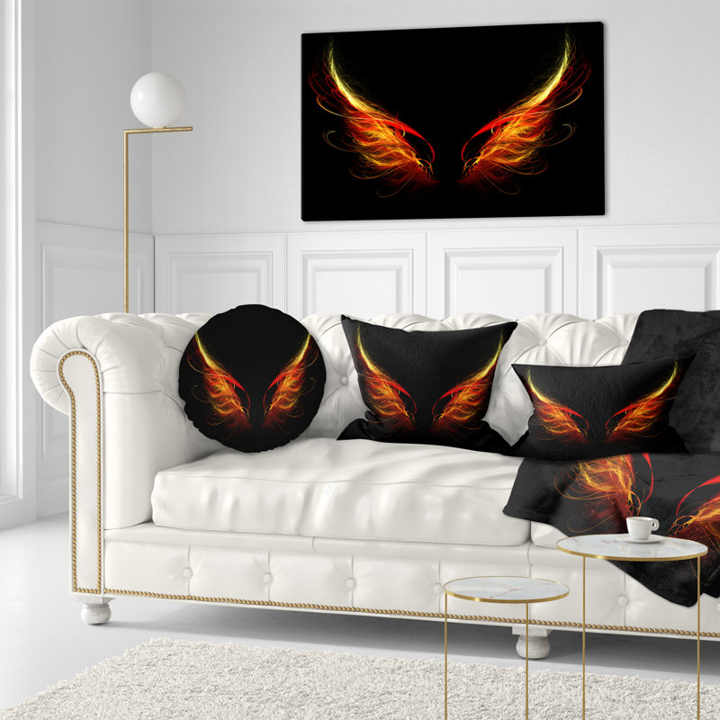 Enfer de l'enfer sur fond noir - coussin imprimé abstrait