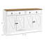 Buffet avec 2 tiroirs, armoires de rangement, 4 portes, tablettes réglables, buffet blanc, plateau en grain de bois