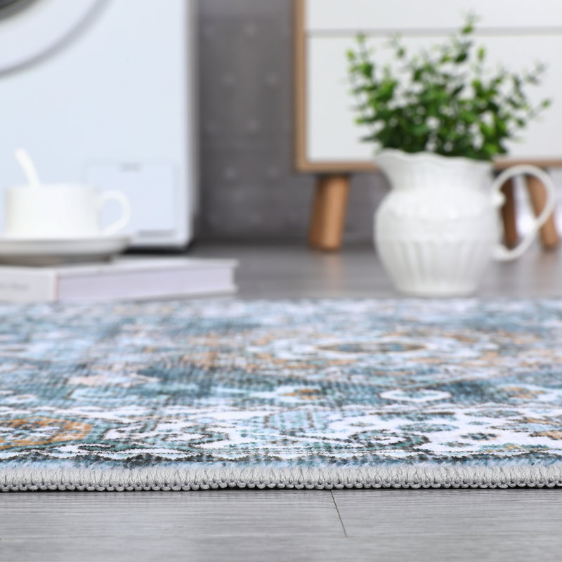 Shiann Washable Oriental Indoor Rug, Rectangle 5' x 7'