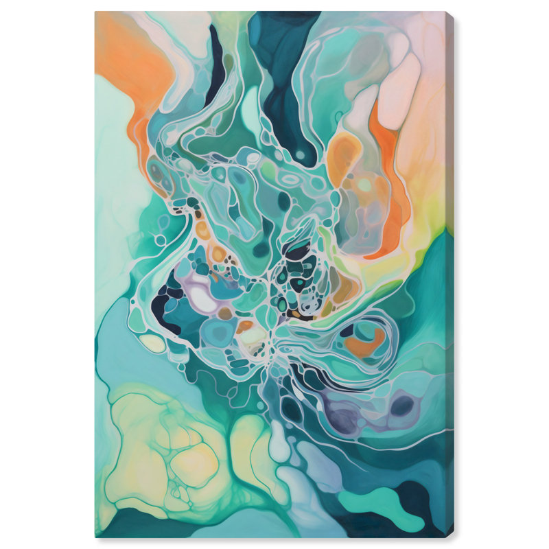 Abstract Falling Water Abstract Tropical Green Canvas Wall Art Print, H 24 po x l 16 po x P 0,8 po