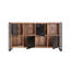 Console industrielle avec structure en métal, pin atlantique et noir, 64,6 po x 35,0 po x 13,8 po | Panneau de particules 100% enduit de mélamine, portes et poignées plaquées en métal, fixation murale avec plusieurs tablettes pour un rangement supplémentaire