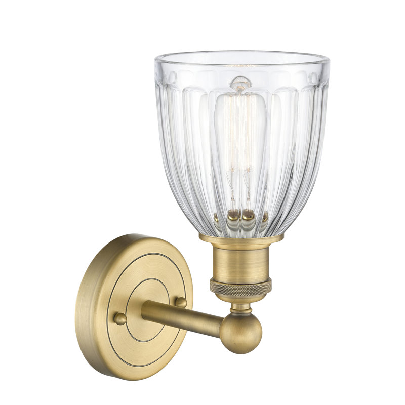 Caroleen Armed Sconce, Clear, Brushed Brass