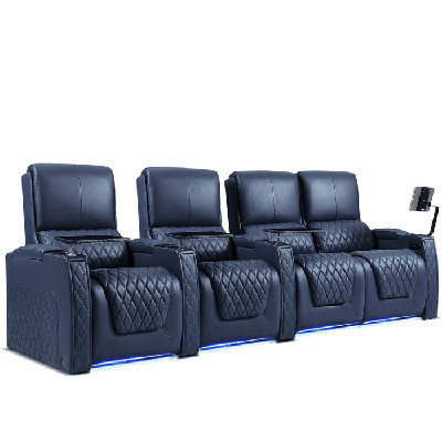 Haiylee Zero Gravity Home Theater Seating Top Grain Leather Recliner Sofa Power Headrest Footrest by Wildon Home