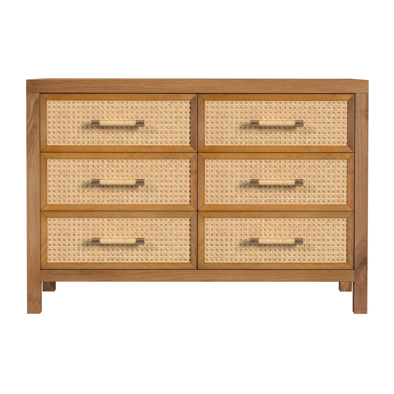 Mesa Cane and Solid Wood 6-Drawer Dresser