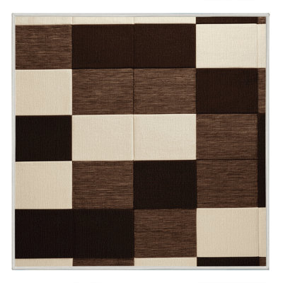 Tapis beige à carreaux lavable à la machine