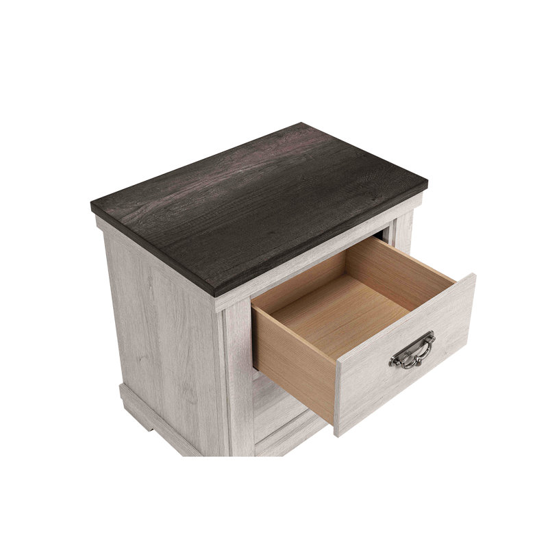 Table de chevet 2 tiroirs de style rustique contemporain pour chambre à coucher avec facilité de montage