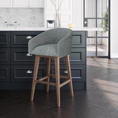 Dorreen Wood And Upholstered Barrel Back Adjustable Height Swivel Stool