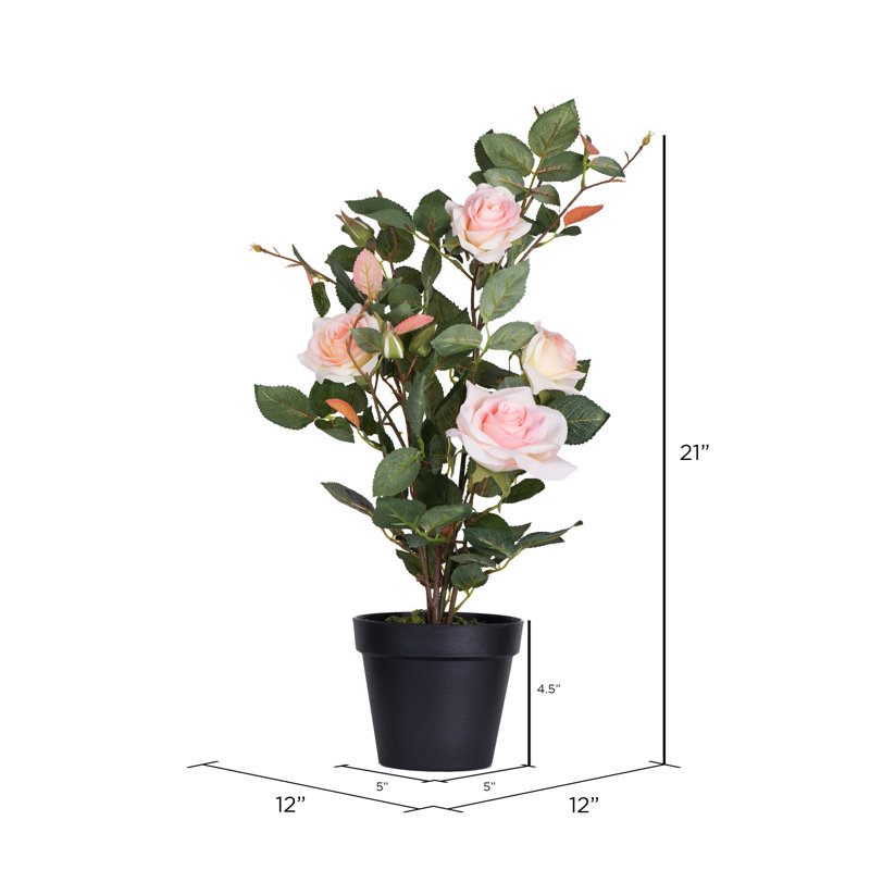 Plante artificielle jaune en pot 21 po, Rose