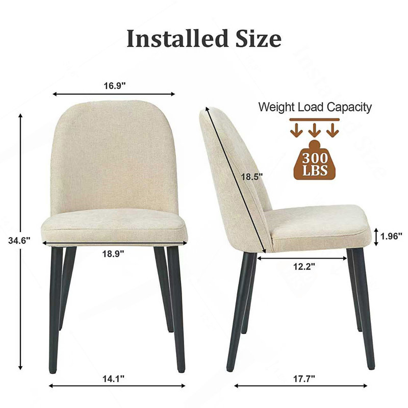Ensemble de 4 chaises sans accoudoirs, 4, Beige