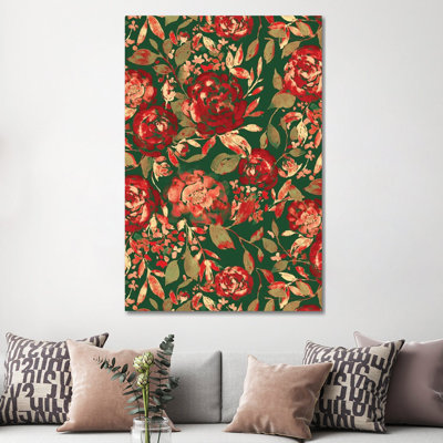 Farmhouse Floral Christmas by Jacqueline Maldonado - Wrapped Canvas Print