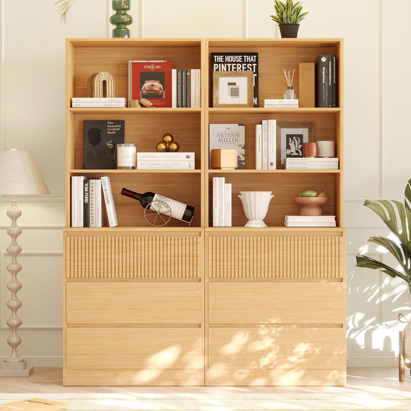 Latitude Run 71" H x 94.5" W Bookcase Cabinet with Storage
