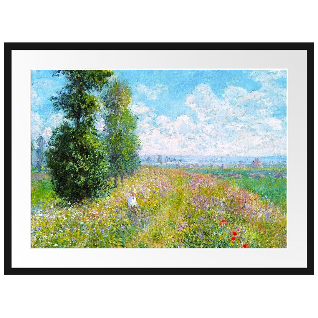 Gerahmter Kunstdruck Meadow with Poplars von Claude Monet