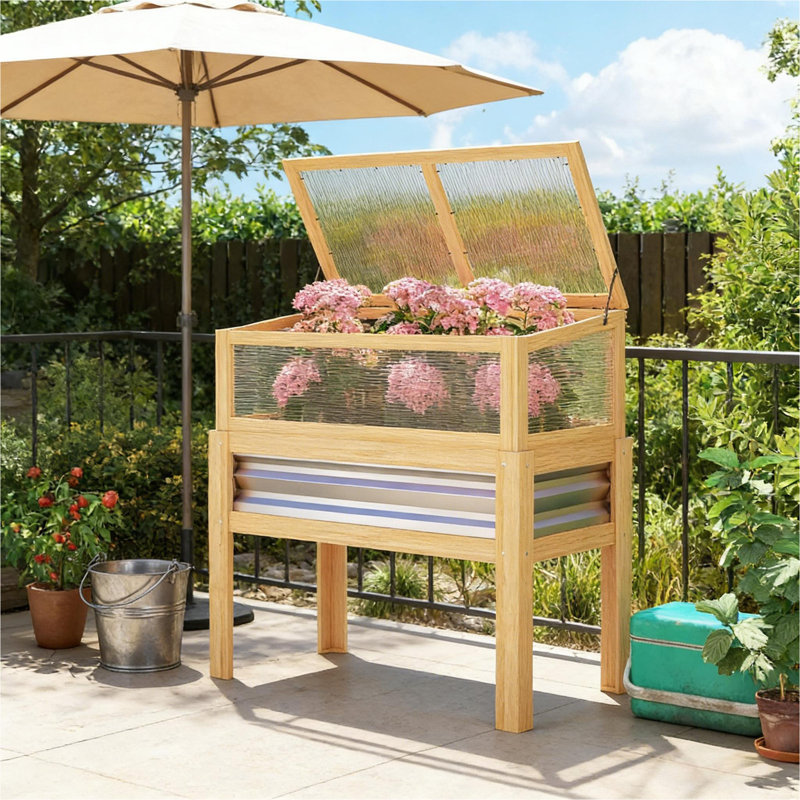 Boîte à fleurs surélevée avec jardin surélevé, Natural Wood