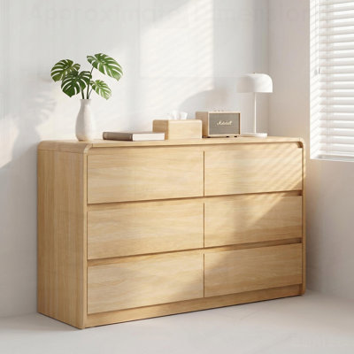 Modern 6 Drawer Dresser with Spacious Countertop, Concealed Handles, and Rounded Corners for Bedroom and Living Room Storage