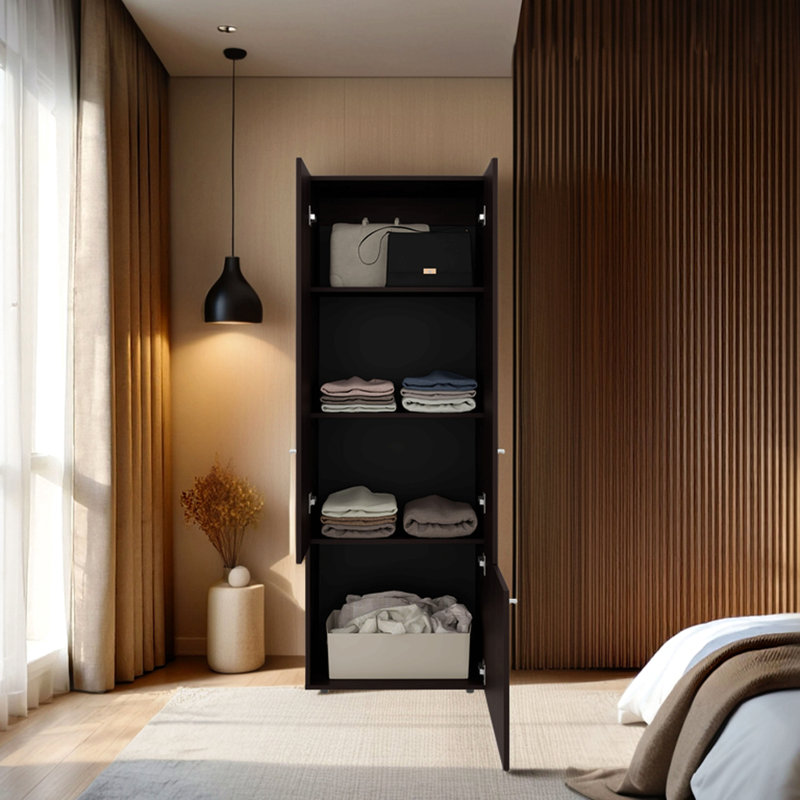 Armoire, 3 portes, 3 tablettes wengé