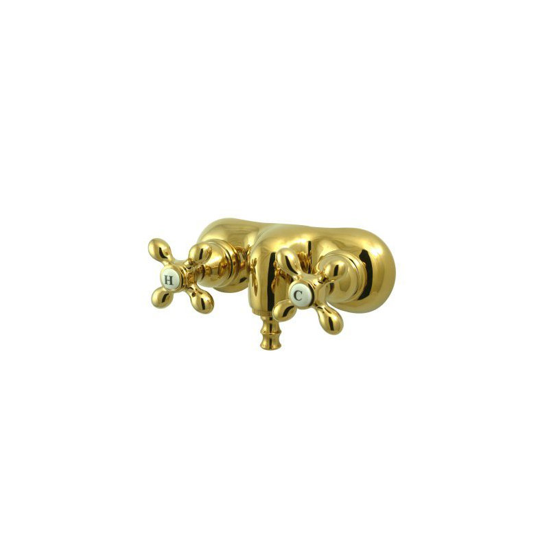 Hot Springs Double Handle Wall Mounted Clawfoot Tub Faucet, Polished Brass