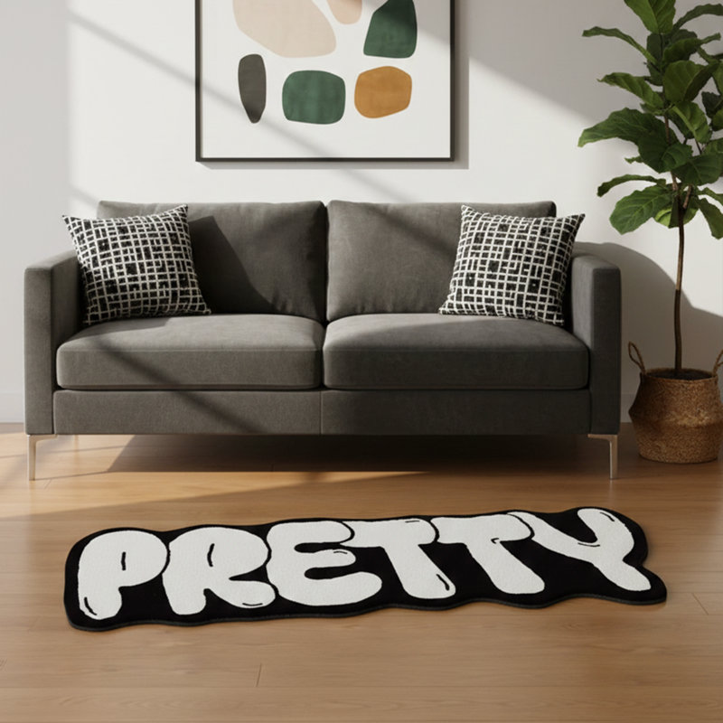 "Pretty" Drip Graffiti Shaped Accent Rug