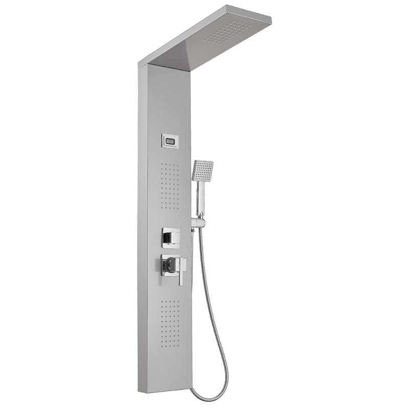 Système de tour de douche à inverseur 3 voies avec pomme de douche fixe, Nickel chromé