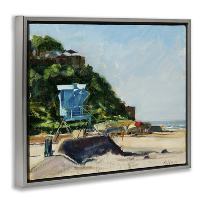 «Beach Guard Tower», art mural encadré flottant doré par Geoff Allen