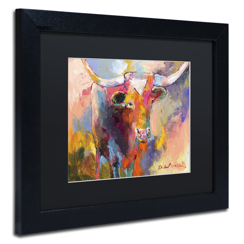 « boeuf », impression sur toile, H 11 po x l 14 po x P 0,5 po, Noir, Cadre noir