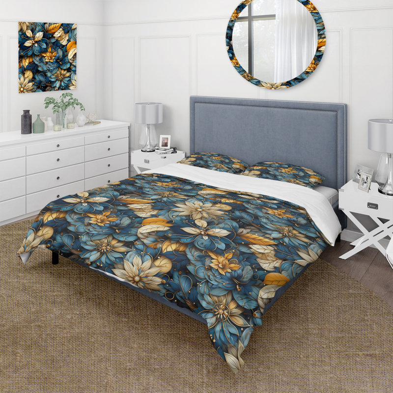 Ensemble de literie à motif de chrysanthèmes Mandala, Housse de couette pour très grand lit et 2 très