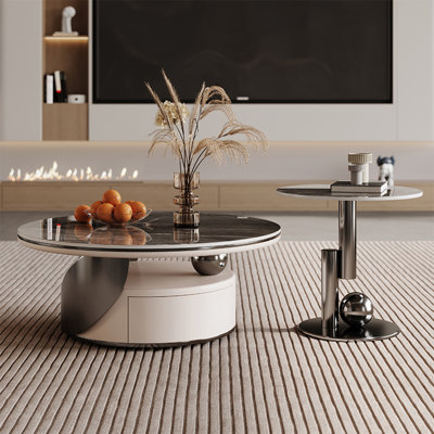 Round rock plate coffee table