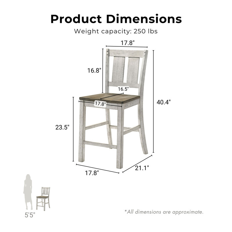 Siga Solid Wood 23" Short Stool, Antique Oak