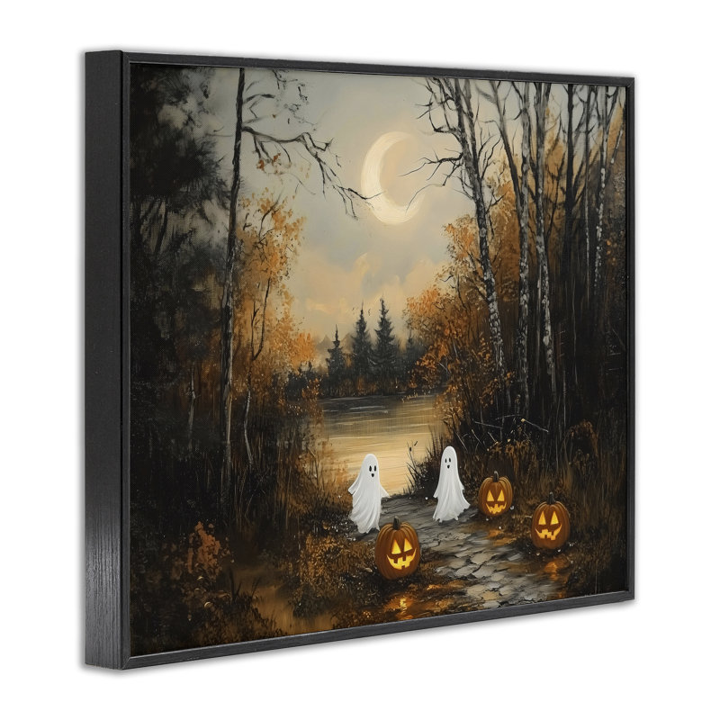 Automne fantômes au lac, estampe numérique, conception par Arlington Prints, H 16 po x l 20 po, Giclée encadrée noir minuit