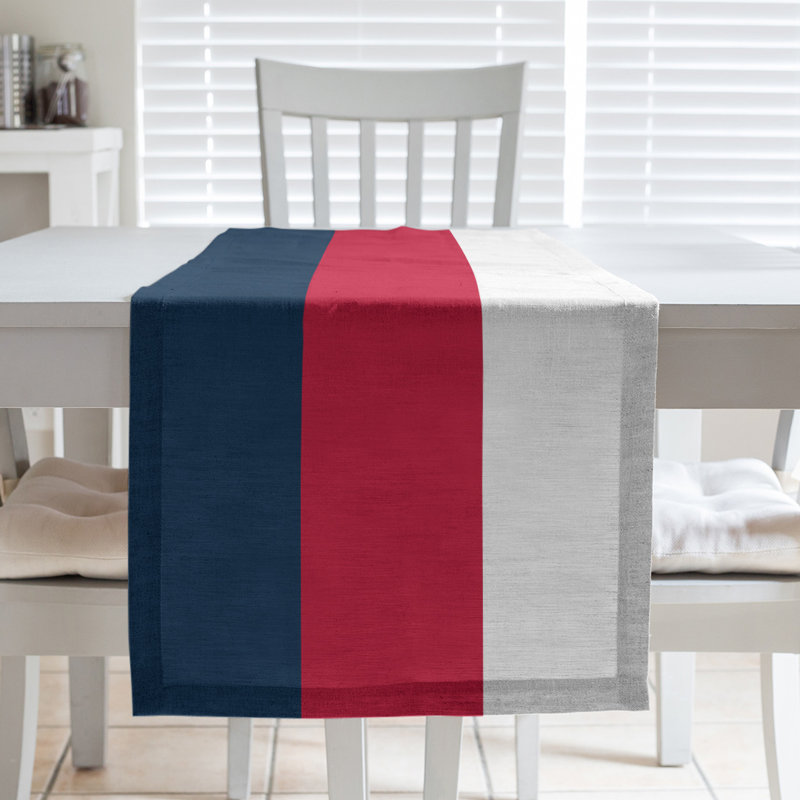 New Orleans Football Stripes Table Runner, 72" x 16", Cotton Blend, New England Football Red Mid/White Side