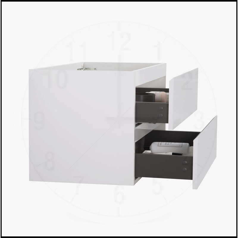 Meuble-lavabo mural avec tiroirs doubles SANS lavabo, H 20,5 po x l 35,6 po x P 17,9 po, Blanc
