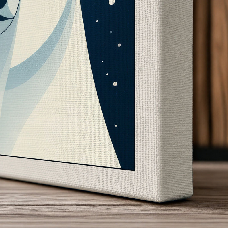 Polar Bear Under Stars Minimalist - Print, 24x16 - 61.0 x 40.6 cm, Cream Border