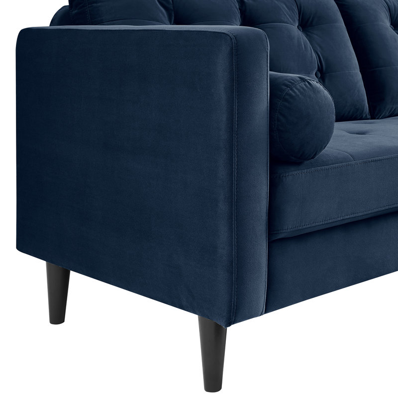 Jeses 204Cm Velvet Square Arms Sofa, Navy