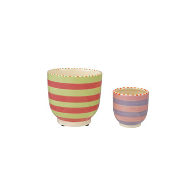 Hand-Painted Stoneware Striped Planters/Vases