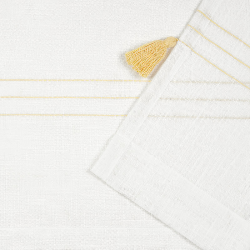 Kumsal Striped Semi-Sheer Rod Pocket Curtain Panels, Yellow, 54" x 96"