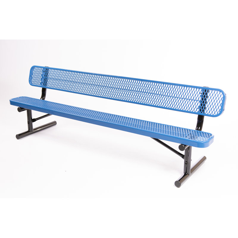 COATEDOUTDOORFURNITURE Bench, Light Blue, Expanded, 8Ft, with Back, Portable