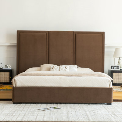 Morghen Upholstered Platform Bed With Extra High Headboard And 2 Extra Large Capacity Drawers
