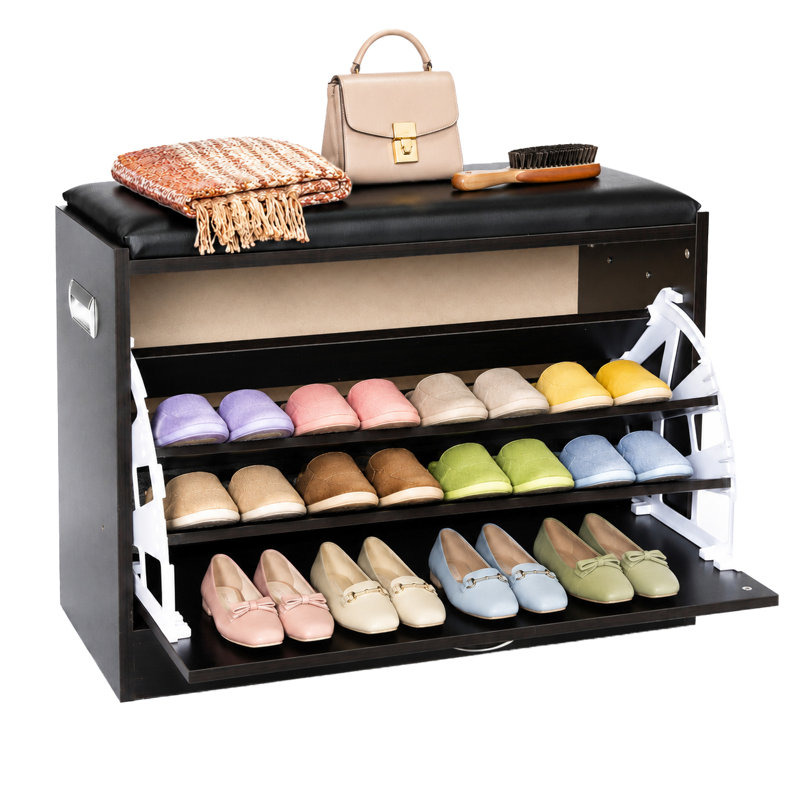 Banc de rangement pour chaussures avec coussin en cuir Basicwise