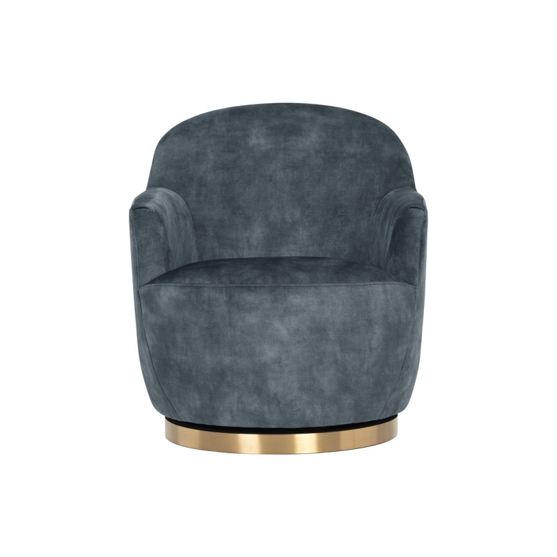 Hudnut Swivel Armchair, Navy Blue