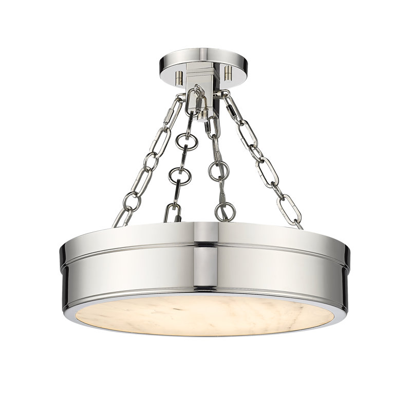 Plafonnier semi-encastré Crisha LED, Nickel poli