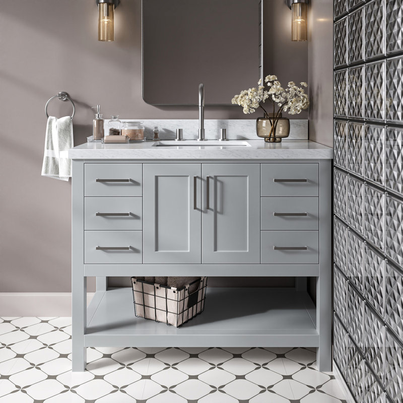 Magnolia Bath Vanity Rectangular Basin S043SCWRV, Rectangular, Gray